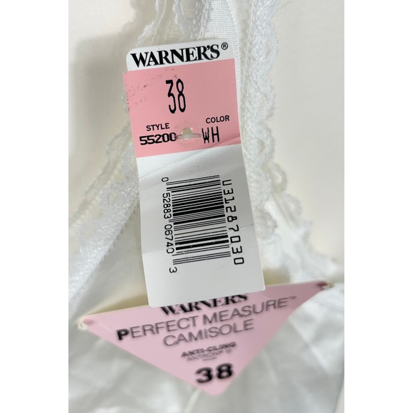 VTG Y2K WARNER'S Camisole Top Satin Size 38 Cream Lace Trim Coquette Dainty 90s - Picture 4 of 11